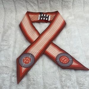 henri Bendel whimsy skinny beach cabana Twilly silk scarf NWT